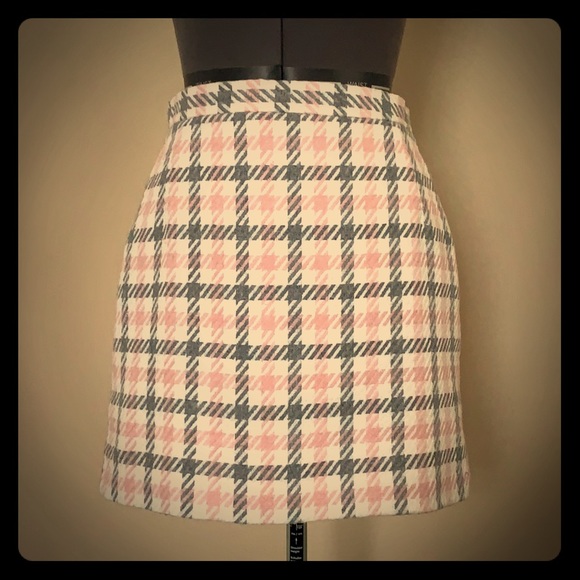 Wool Check Mini Skirt - Picture 1 of 5
